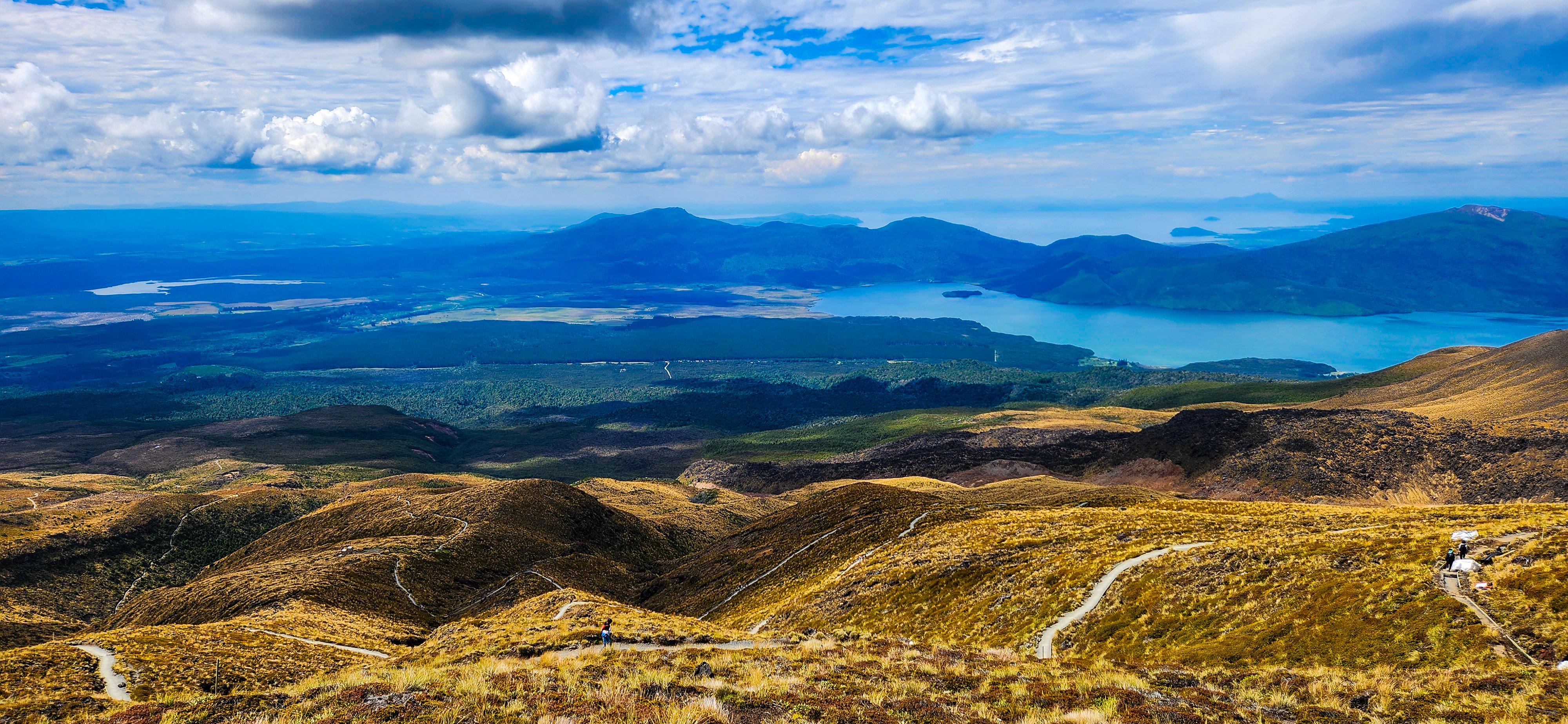 Expansive views of Lake Taupō and the distant hills