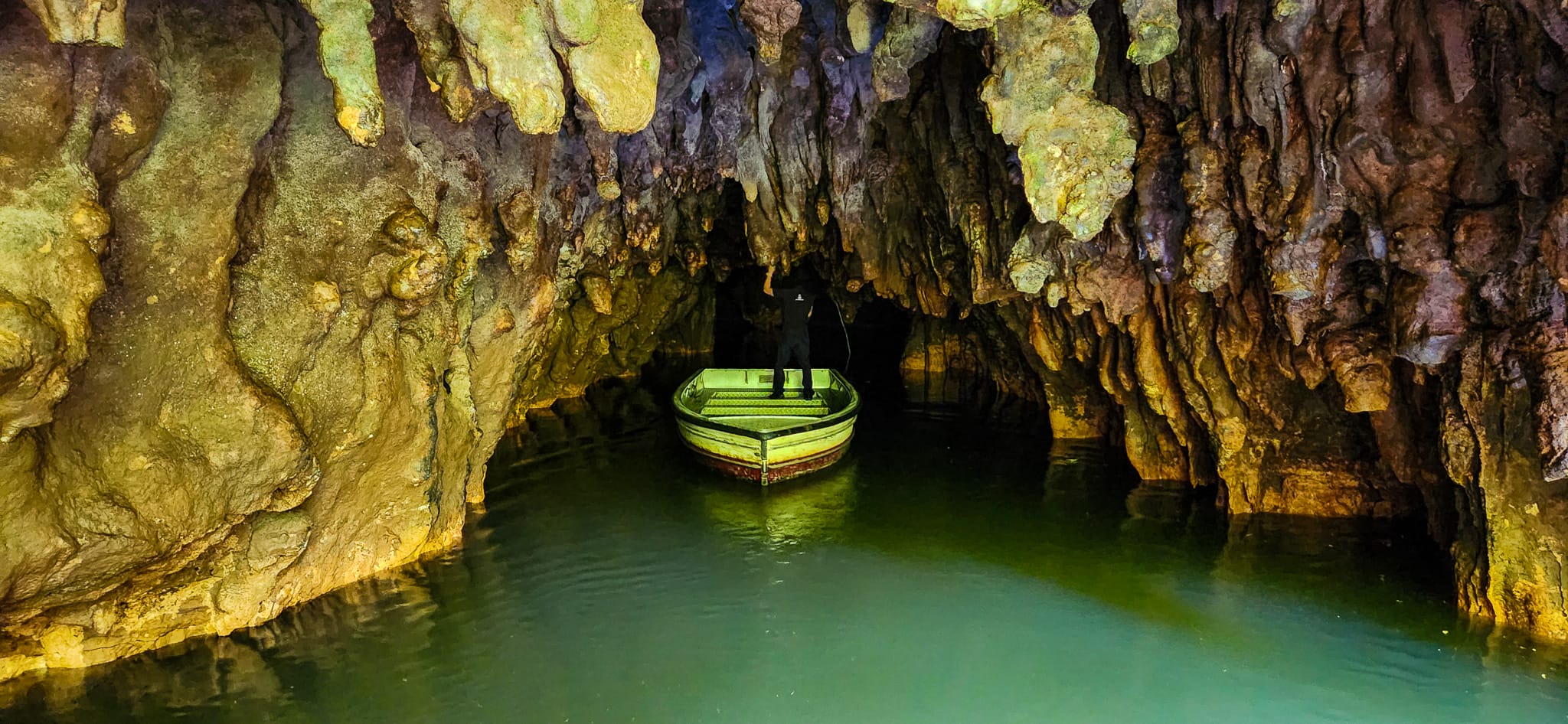A boat Outside Waitomo Caves