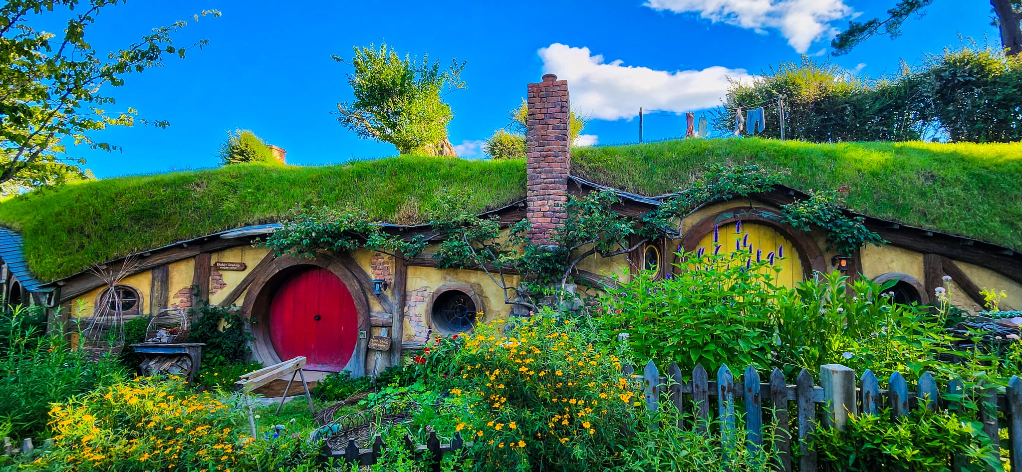 Colourful Hobbit Holes at Hobbiton