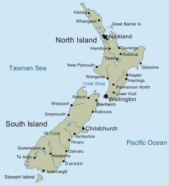 Map of New Zealand