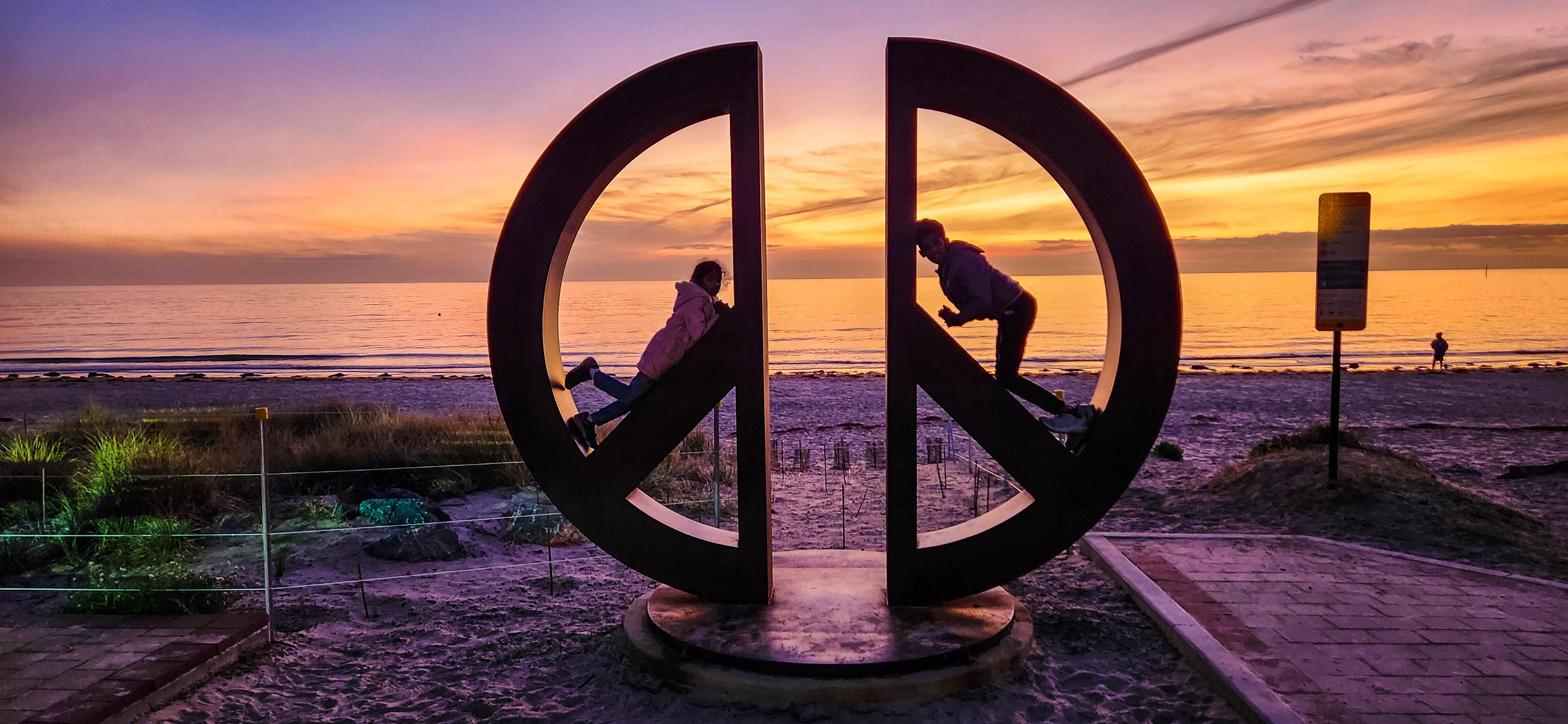 The BIG Peace Sign at Seacliff Beach